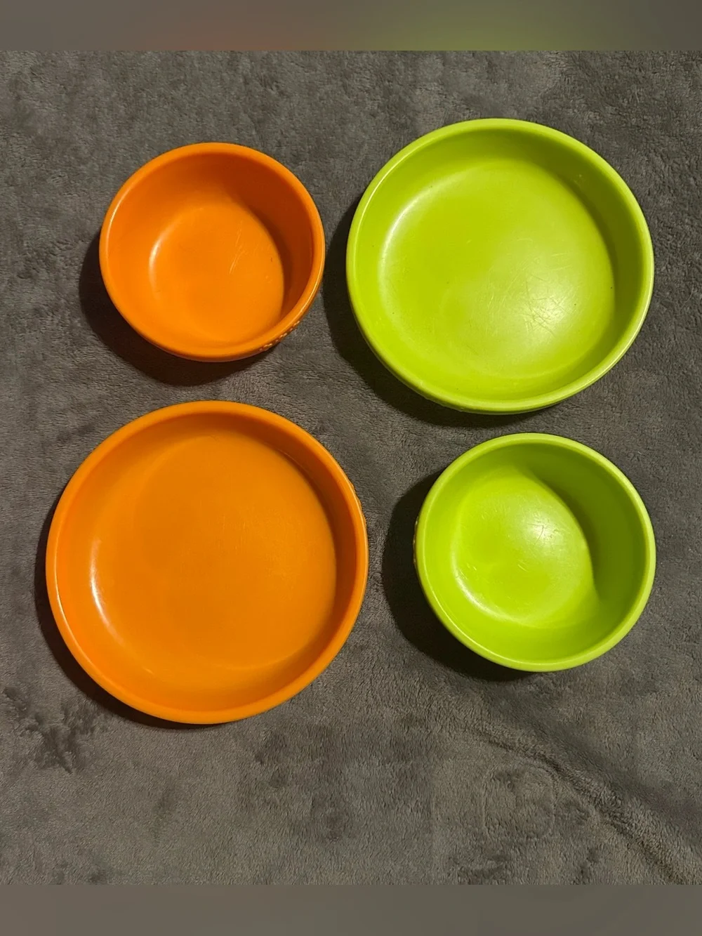 IKEA Kids Plastic Bowl Plate Set Orange Lime Green 4 Pc Discontinued Children